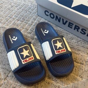 Red white blue Telfar slides Converse Collab
